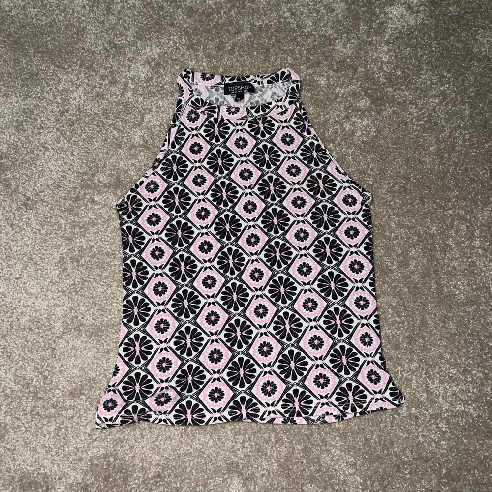 2/$15 Topshop Geometric Pink and Black Tank Top - 2/$15